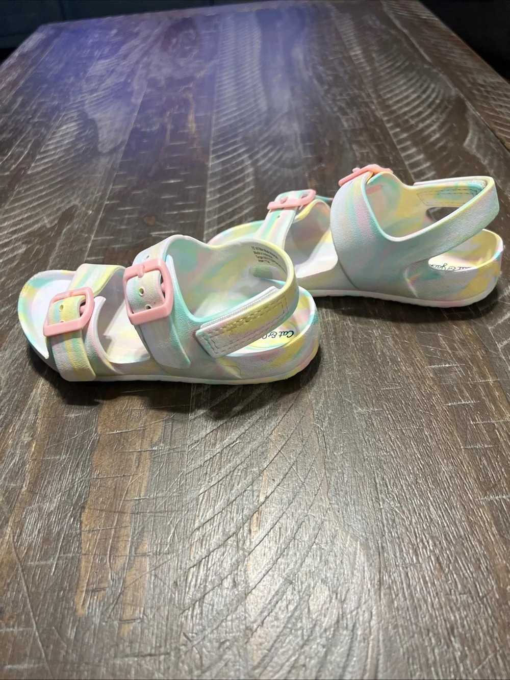 Cat & Jack Kids Pastel Rainbow Buckle Sandals - size 10 toddler